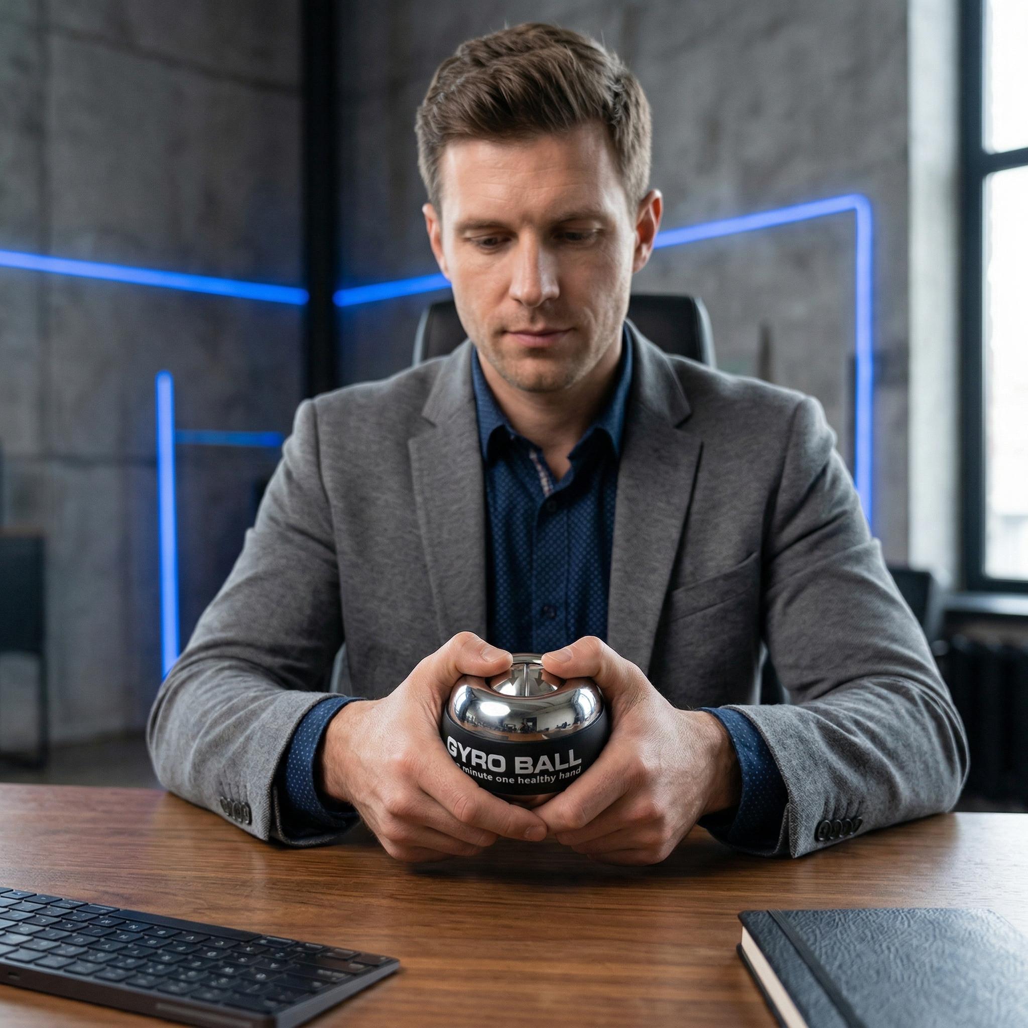 Self-Starting Gyro Ball – Arm Strength & Grip Strengthener in One, Adjustable Resistance Forearm Trainer, Portable Hand Exercise Ball for Muscle Building, Stress Relief & Carpal Tunnel Relief