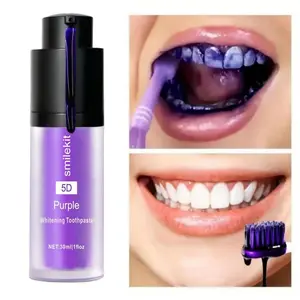 Mint Flavor, Purple Whitening Toothpaste, Light Mini Purple Toothpaste, Deep Cleaning, Mild and Spicy, Fresh Breath, Oral Cleaning Whitening Toothpaste, Travel Portable Purple Toothpaste, Home Whitening Toothpaste