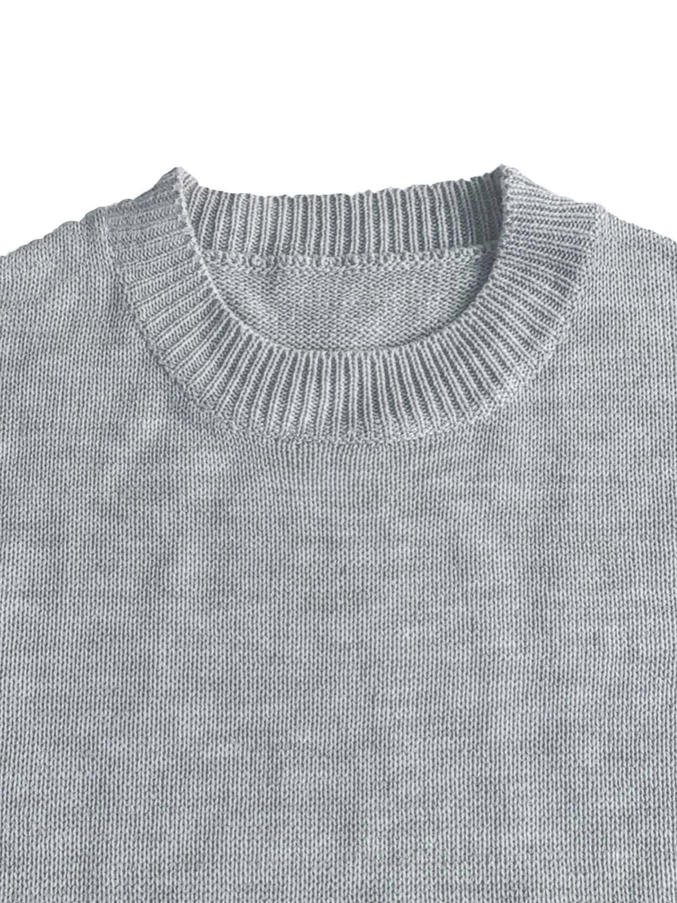 Women's Plain Drop Shoulder Knitted Sweater Pullover, Casual Chic Fitted Long Sleeve Round Neck Jumper for Daily Outdoor Wear, Ladies Knitwear for All Seasons,Gifts For Women