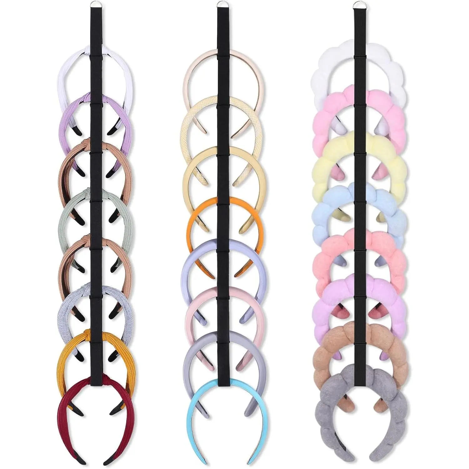 3 count Headband Holder Organizer for Girl, Hairband Storage for Women,Black Hair Hoop Display Hair Accessories Organizer Bedroom College Dorm Decor