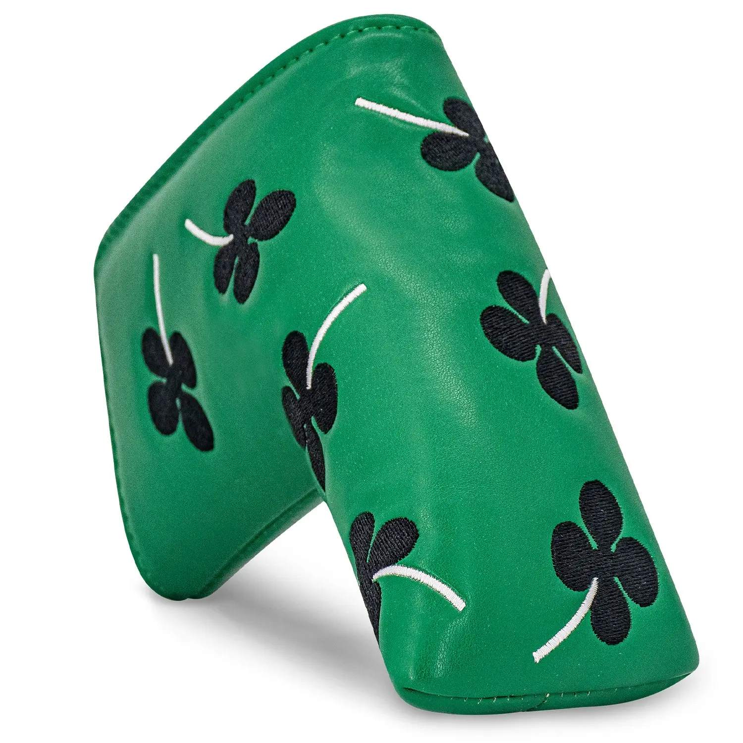 Lucky Four Leaf Clover Blade Putter Head Cover, Waterproof Thick PU Golf Club Protective Sleeve, Universal Unisex Golf Putter Protector, Golf Accessory