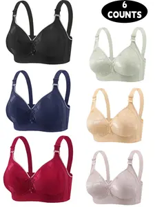 Women's Thin Bra Set with Adjustable Straps and Lace Trim, Comfortable Breathable No Underwire Bras, Various Colors, Essential Everyday Lingerie