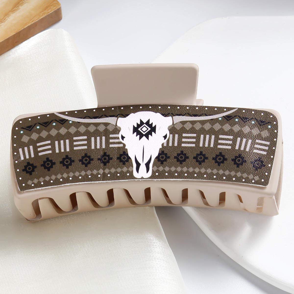 Multicolor Bull Head Square Hair Clip Style Leather PU Simple Versatile European and American Shark Clip High Ponytail Claw Clip