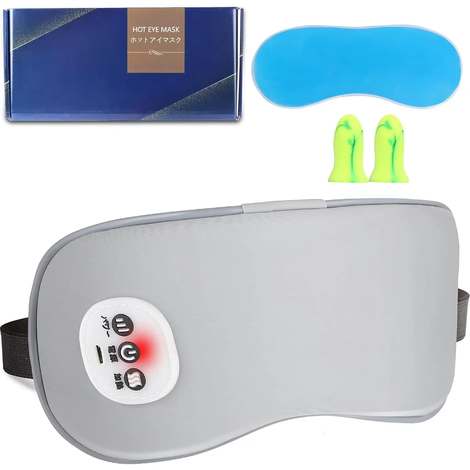 Heated Eye Mask Cordless Warm Compress for Dry Eyes, Eye Massager Sleep Eye Mask with Heat -3 Temperature, Auto-Off Timer, Cooling Gel Relief, Relaxing No Pressure Eye Cover for Men Women Gift (Grey)