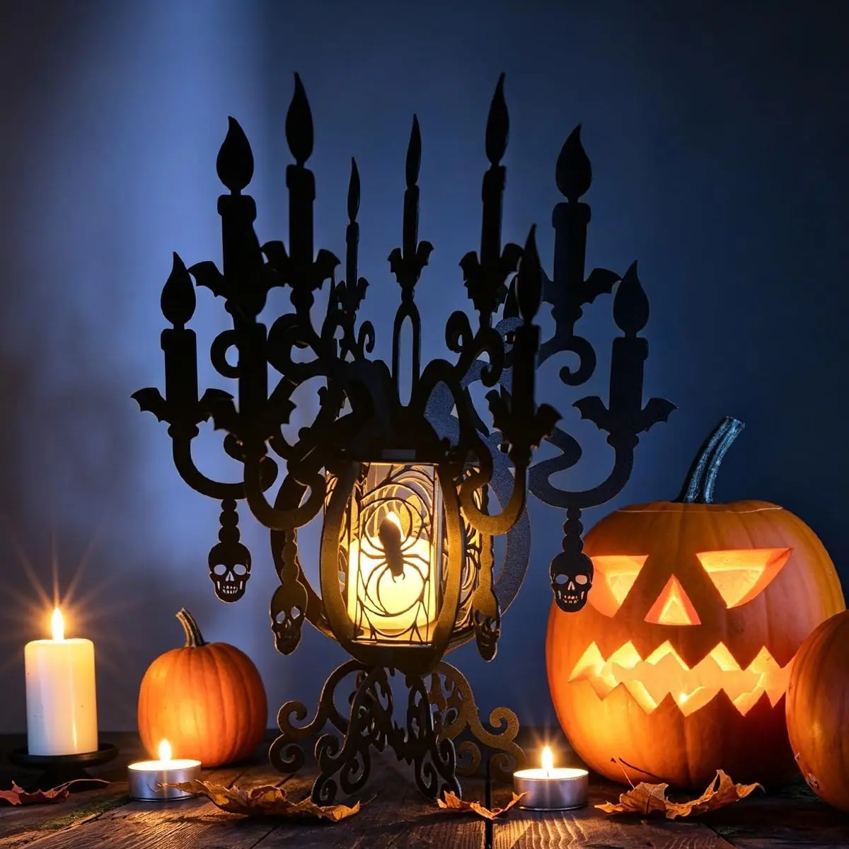 Gothic Style Metal Halloween Lantern, Hanging Tabletop Candle Holder, Decor for Garden Porch Patio Home, 1 Piece Decorative Lantern, Metal Candle Holders