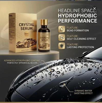 Crystal Serum – Advanced Graphene Ceramic Coating for Cars(50ML),9H Graphene Coating for Auto Car Detailing,10+ Years of Long Lasting Car Protection,Gloss Hydrophobicty Anti Scratch