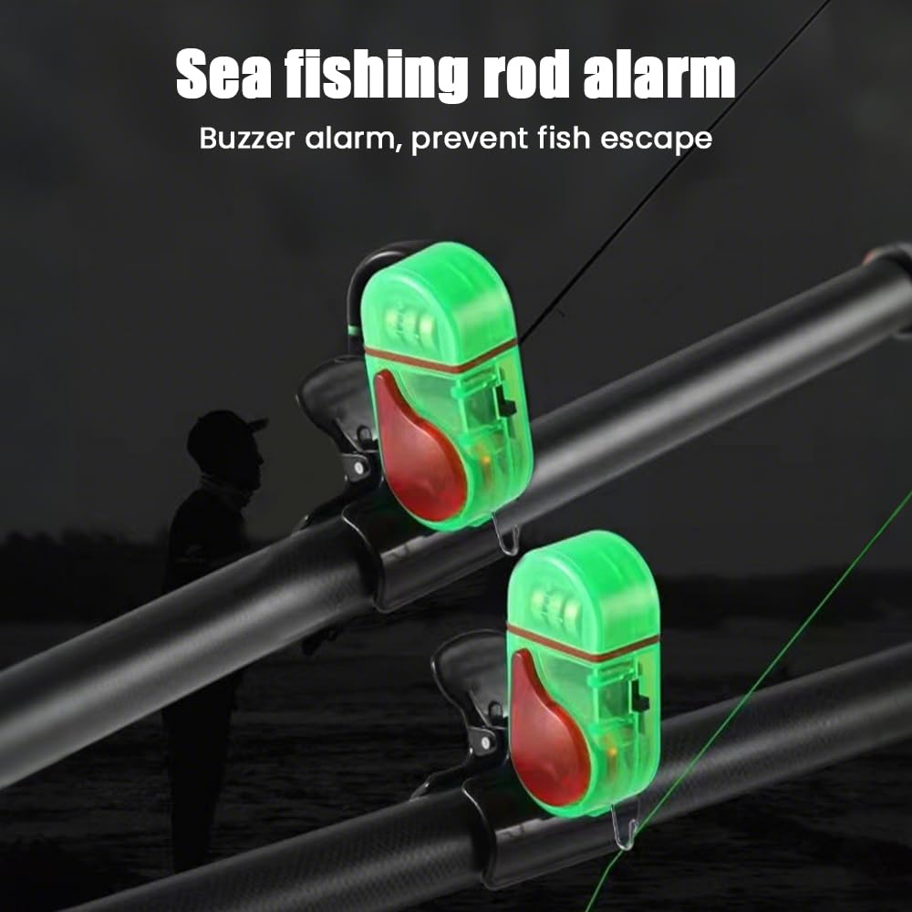 AXIZITECH 4 PCS Fishing Bite Alarm with LED Light, 2025 New Sensitive Smart Electronic Fishing Bells for Rods, Fish Bite Alarm Sound Alert Bell, Clip-On Electronic Fishing Alarms Bite Alarms for Fishing
