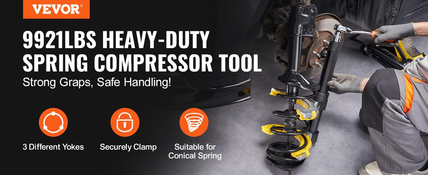 TikTokShopBlackFridayVEVOR Strut Spring Compressor Set, Macpherson Strut Spring Compressor Kit, Interchangeable Fork Strut Coil Extractor Remover Tool, with Yellow Protective Sleeve and Carrying Case