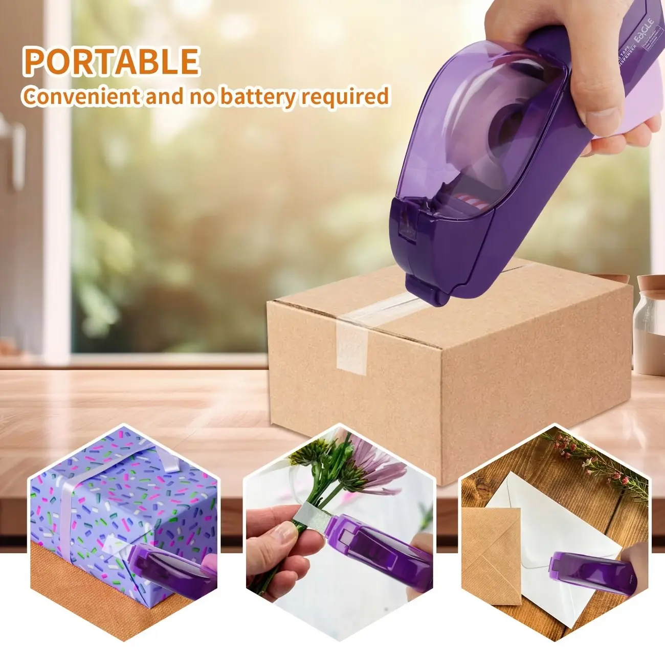 Handheld Tape Cutter, Battery-Free Design, Safe Full Wrap, Ideal for Gift Wrapping, Moving Boxes, Holiday Gift Packaging
