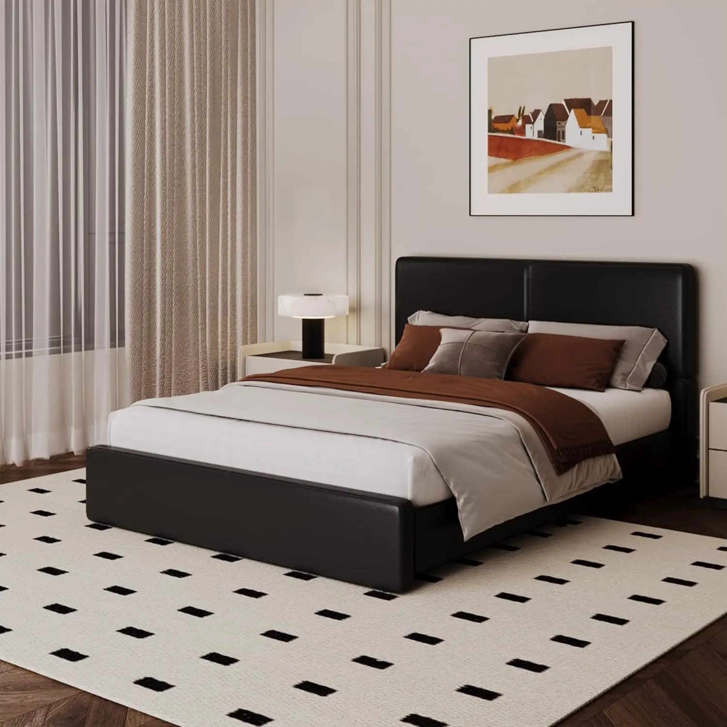 Full/Twin/Queen Size Upholstered Bed Frame with Headboard, No Box Spring Needed, Heavy Duty 900 Lbs Capacity, Noise-Free, Easy Assembly