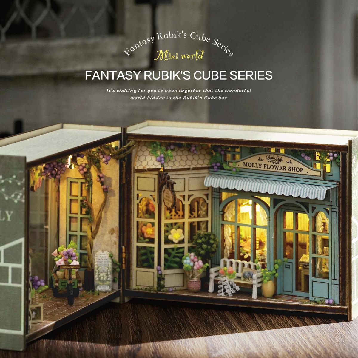 Fantasy Magic Cube Series DIY Miniature Dollhouse Cabin, 1 Box Wooden Handmade 3D Puzzle Model Toy and Creative Home Bedroom Decoration