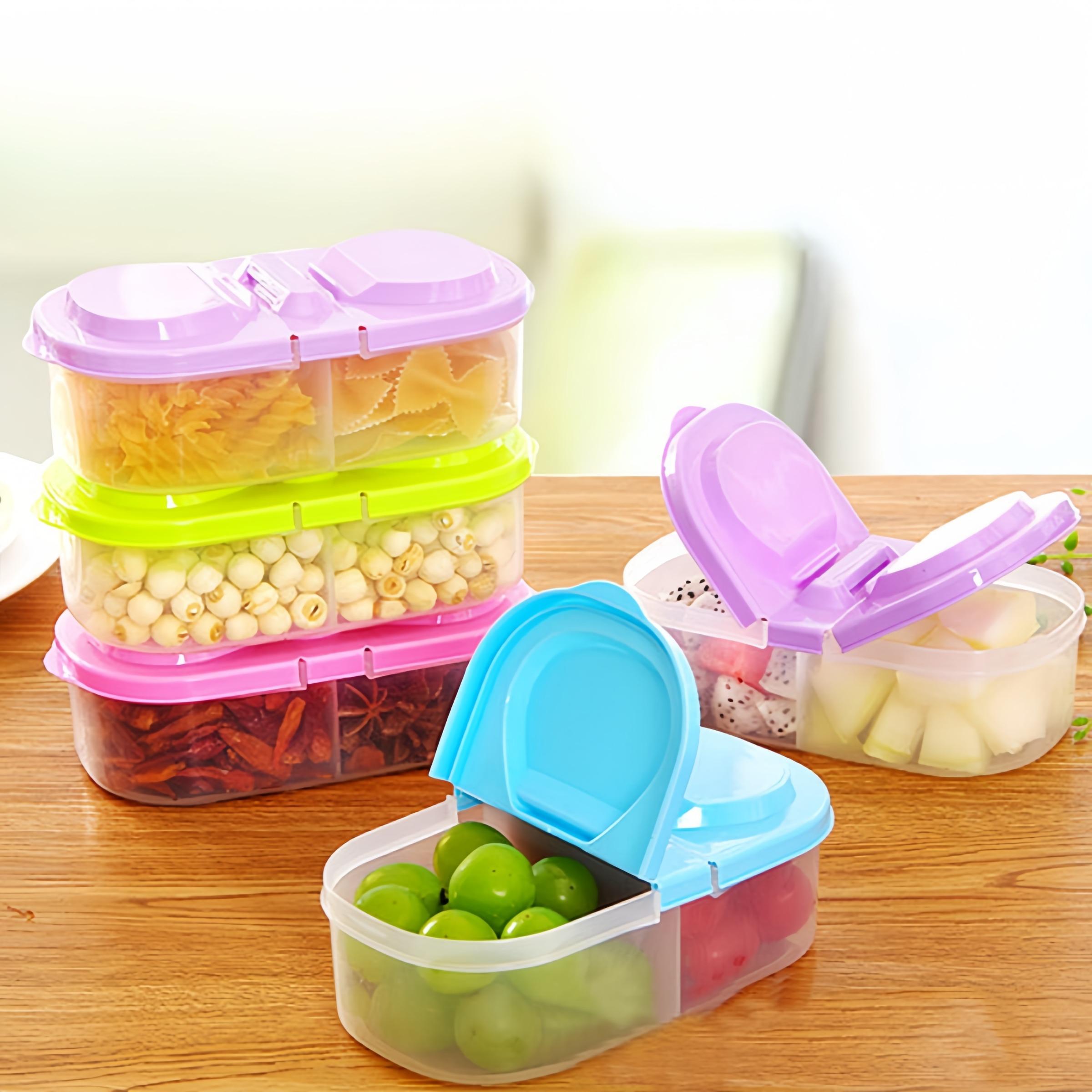 Random Color Food Storage Container with Lid, 2 Counts/set Small Storage Box, Multifunctional Organize Container for Picnic, Kitchenware Tools, Snack Container, Reusable Food Organizer, Stackable Lunch Leak Proof Container, Plastic Containers Set