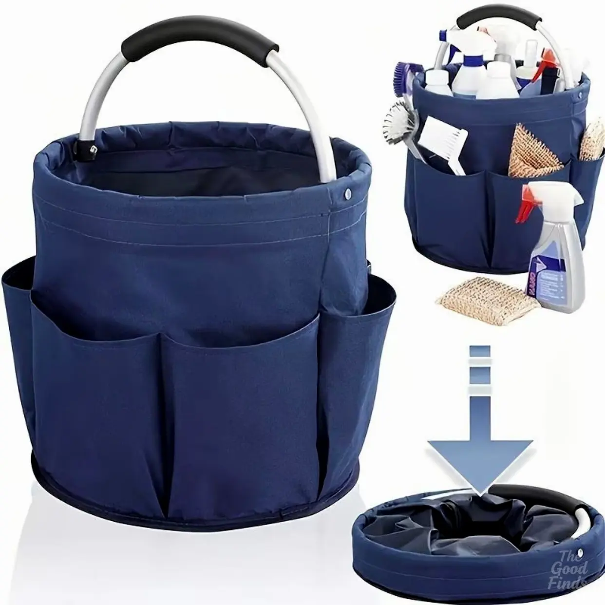 Multi-functional foldable storage basket, multi-functional garden tool carry bag with 6 pockets, portable storage bag with round handle, suitable for home office, dormitory and outdoor use, convenient to carry and durable#SummerVibes