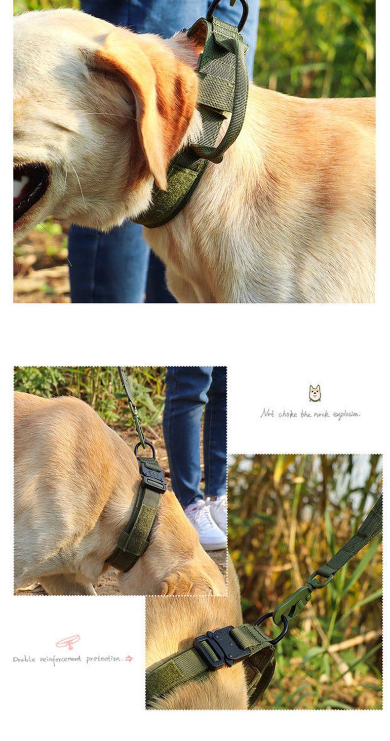 Tactical Dog Collar with Quick-Release Metal Buckle & Control Handle, Military-Grade Durable Nylon, Adjustable for Medium & Large Dogs, Camo Training Collar for German Shepherd, Pitbull, Rottweiler, Ideal for Walking, Hiking & Outdoor Training