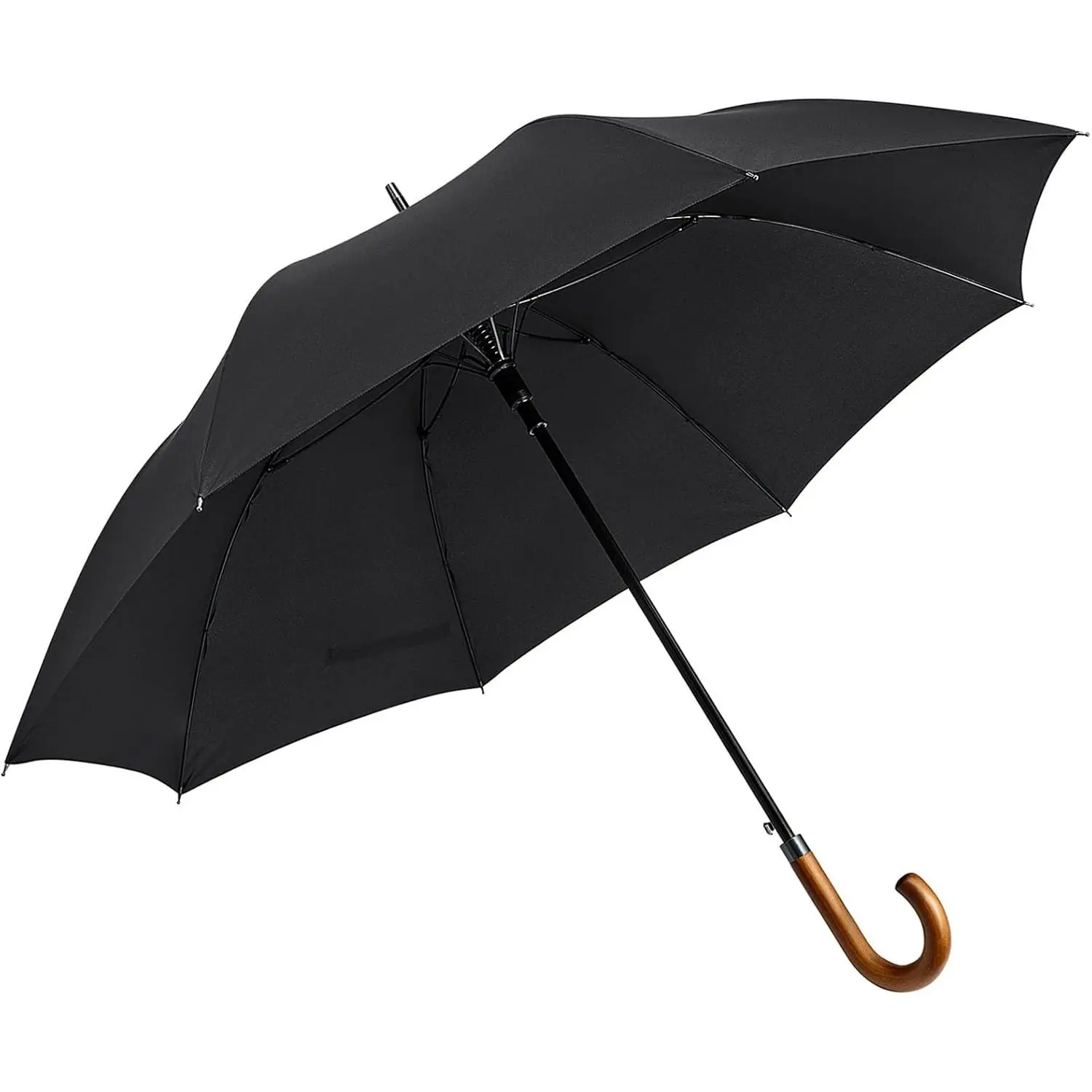 54 Inch Large Stick Umbrella wtih Wooden J Handle Windproof Umbrella | 8 Fiberglass Ribs, Oversized Coverage Classic Cane Umbrella for Rain, Auto Open, Fits 2 People for Weddings, Golf, Graduation