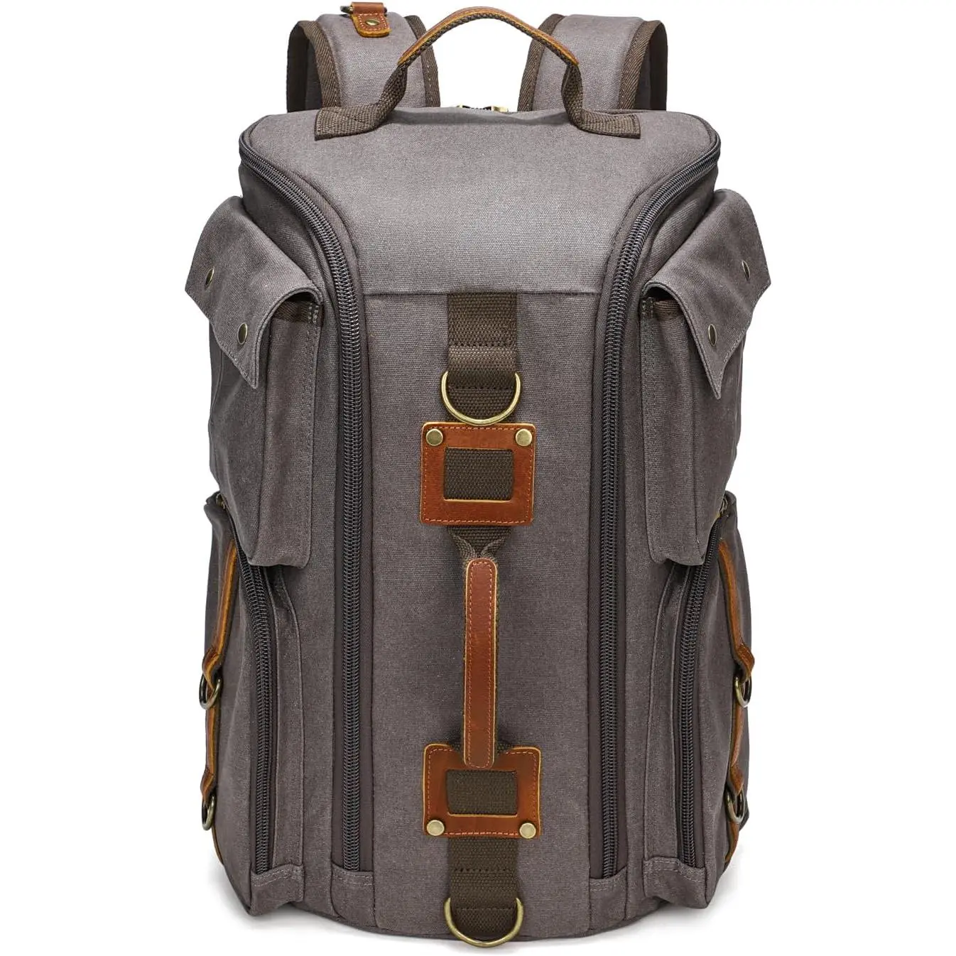 Heavy-Duty Waxed Canvas Backpack for Men, 17 Inch Laptop Rucksack with , Multi-Pocket Travel Bag for Work, Hiking, and Camping