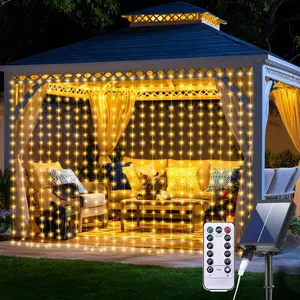 solar curtain lights outdoor waterproof,3M 300LED Solar Powered Waterfall Lights,curtain lights outdoor,solar lights for gazebo,gazebo lights,for Bedroom Window Party Decoration, Atmosphere Light, Room Accessories