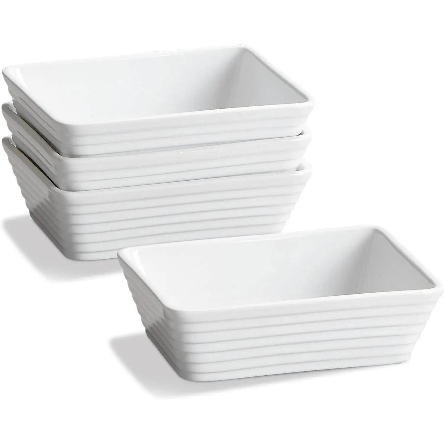 Small Baking Dish, Rectangle Ceramic Baking Dish for Oven, Individual Casserole Dishes for Toaster Oven, 5x7 Small Deep Lasagna Baking Dish, Oven Safe, 1-2 Person Baking Dishes Set of 4, White