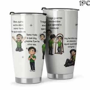 20oz Stainless Steel Thermos Cup, God Heals Wounds, Coffee Cup, Tumbler, Travel Mug, Insulated Print Cup, Gift for Him or Her
