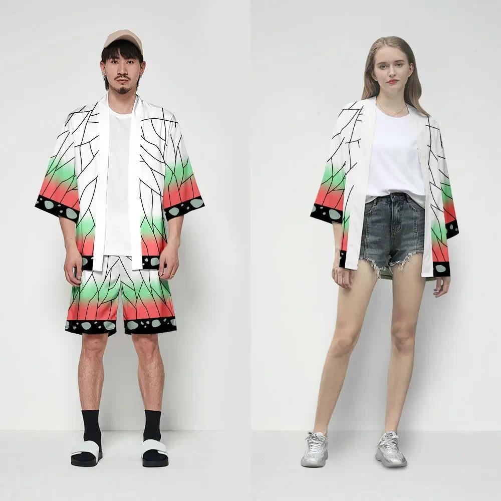 Japanese Anime Tanjirou Kamado Cosplay Kimonos for Men Women Summer Cloak Haori Kamade Nezuko Robe Outfits Kochou Shinobu Kimono