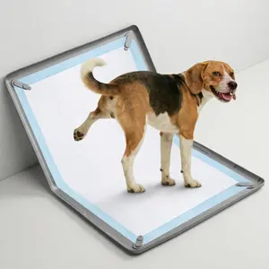 Dog Pee Pads with Stand and 4 Corner Clips Small Size 16.5x24 Inch Silicone Non - Slip Base Puppy Toilet Training Tray Leak - Proof Raised Edges for Home Indoor Floor Wall Protection