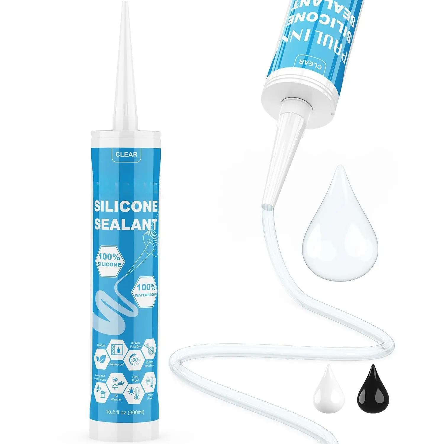 Sealant,   Caulk Clear  for RV, Kitchen, Bath, General Use, Window, Door, Glass, Marine, 10.2 Oz, 1 Pack