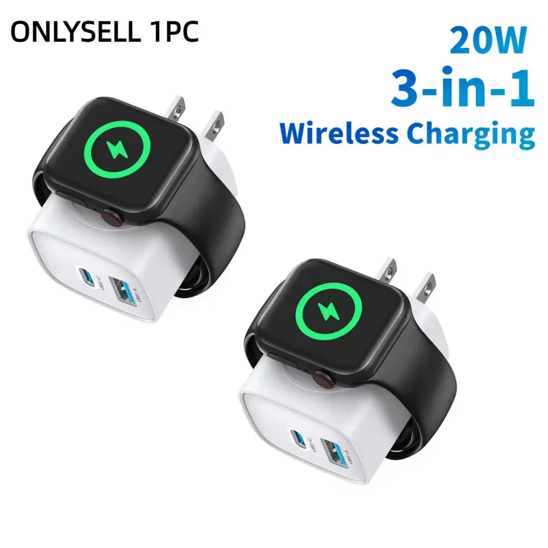 23w 3-In-1 Fast Charger, Magnetic Wireless Charging, Compatible with Iwatch Ultra/10/9/8/7/6, iPhone, iPad, Compact Travel Portable Charger, Us Plug