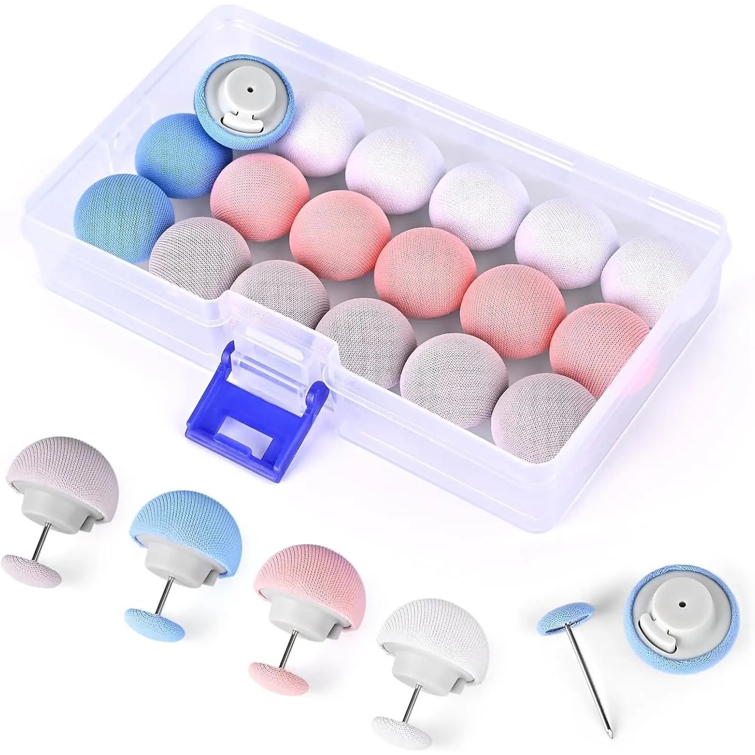 20Pcs Duvet Pin Duvet Clips, Pins Fasteners, Duvet Cover Pins Comforter Clips, One Key to Open The Duvet Clips to Prevent Shifting, Suitable Quilts, Cushions, Curtains(White+Blue+Pink+Gray)