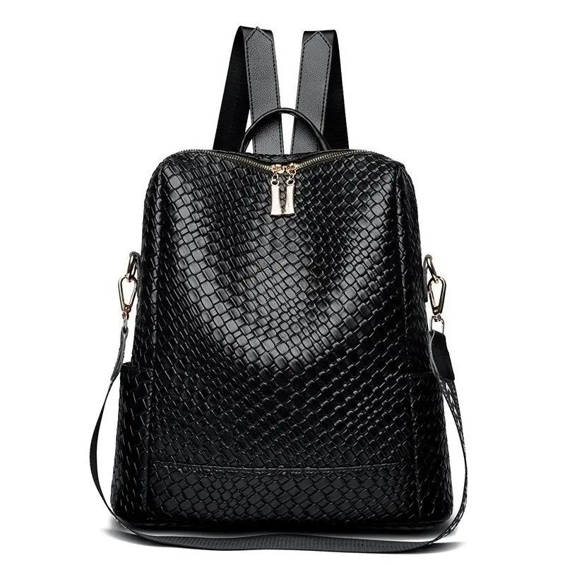 Women's New Woven Texture Soft Leather Backpack, Stylish Large Capacity Casual Daypack for Work Commute, Shopping,Outings and Everyday Wear,Adjustable Padded Shoulder Straps, Smooth Premium Material, Secure Zipper Closure, Lightweight Fashion Carry Bag