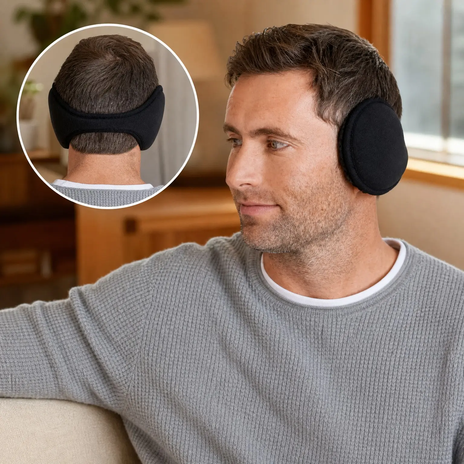 Warm Winter Ear Muffs for Men & Women - Behind the Head Fleece Ear Warmers, Ear Covers for Cold Weather(Gift)