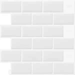20-Sheet White Peel and Stick Backsplash Self Adhesive Brick Subway Wall Tile Stickers for Kitchen Bathroom (12"x12")