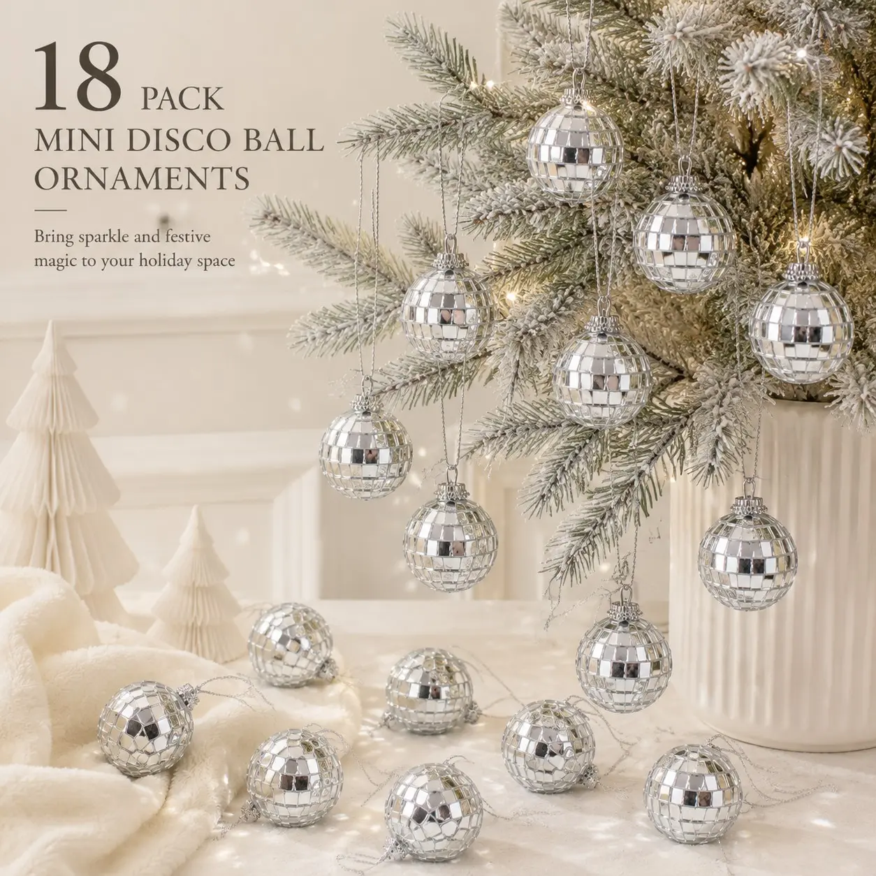 18 Mini Disco Ball Decorations, 2.7cm Mirror Balls Hanging Ornaments, Christmas Tree Party Home Decoration, Shiny Pendant Lights