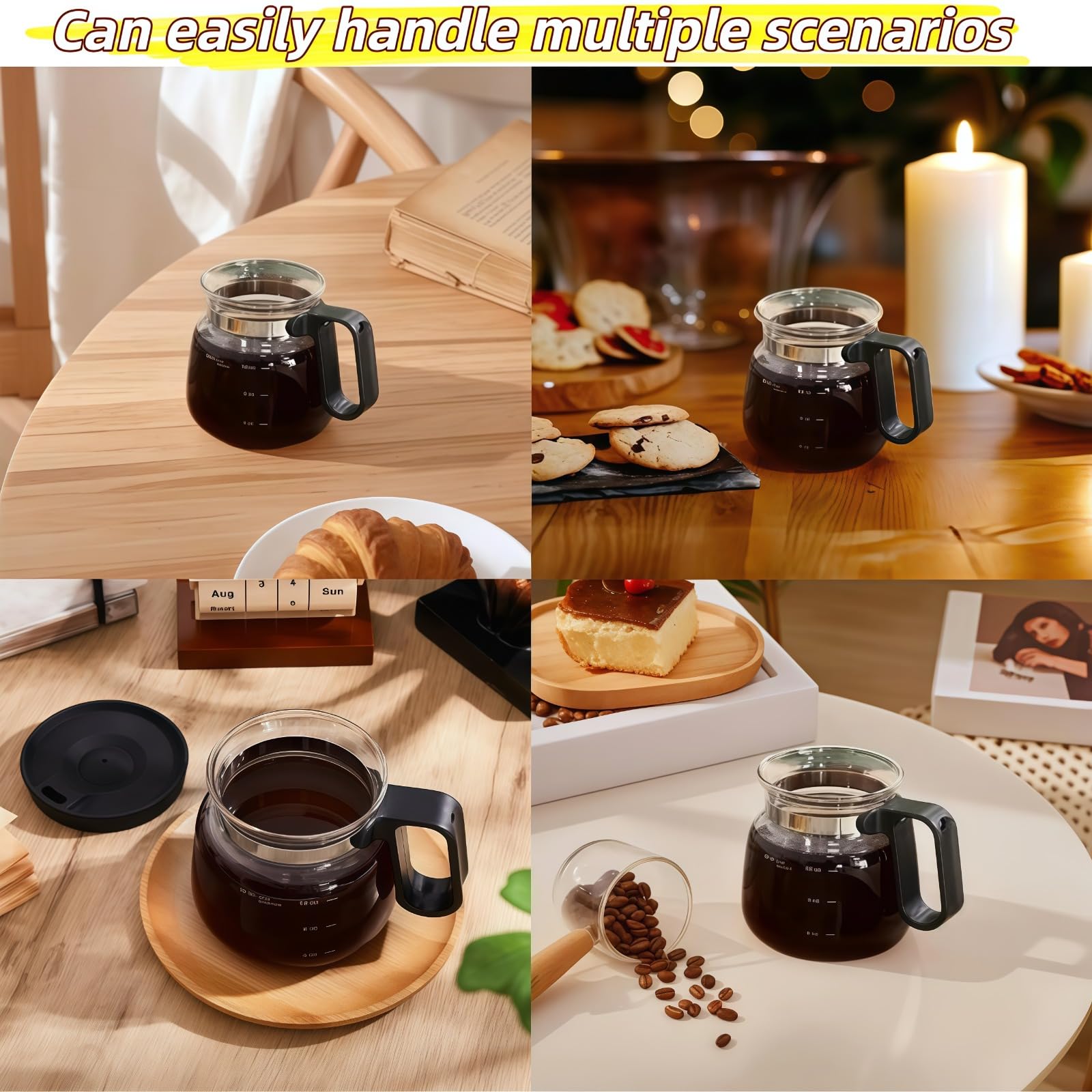 Tiny Brew Coffee Mug in Coffee Pot Shape 4" Tall  Compact 16 Oz Glass  Carafe Design