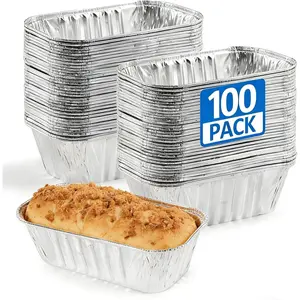 100 Pack 1Lb Mini Aluminum Foil Loaf Pans 6" x 3.5" x 2" Disposable Small Bread Tins Oven Safe for Baking, Meatloaf, Cake, Holiday Treats, Food Storage & Takeout