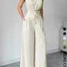 【Black Friday】Women's Elegant Asymmetric Top & Wide Leg Pants Two-Piece Set, Versatile for Everyday Casual Wear, Vacation, Work Commute