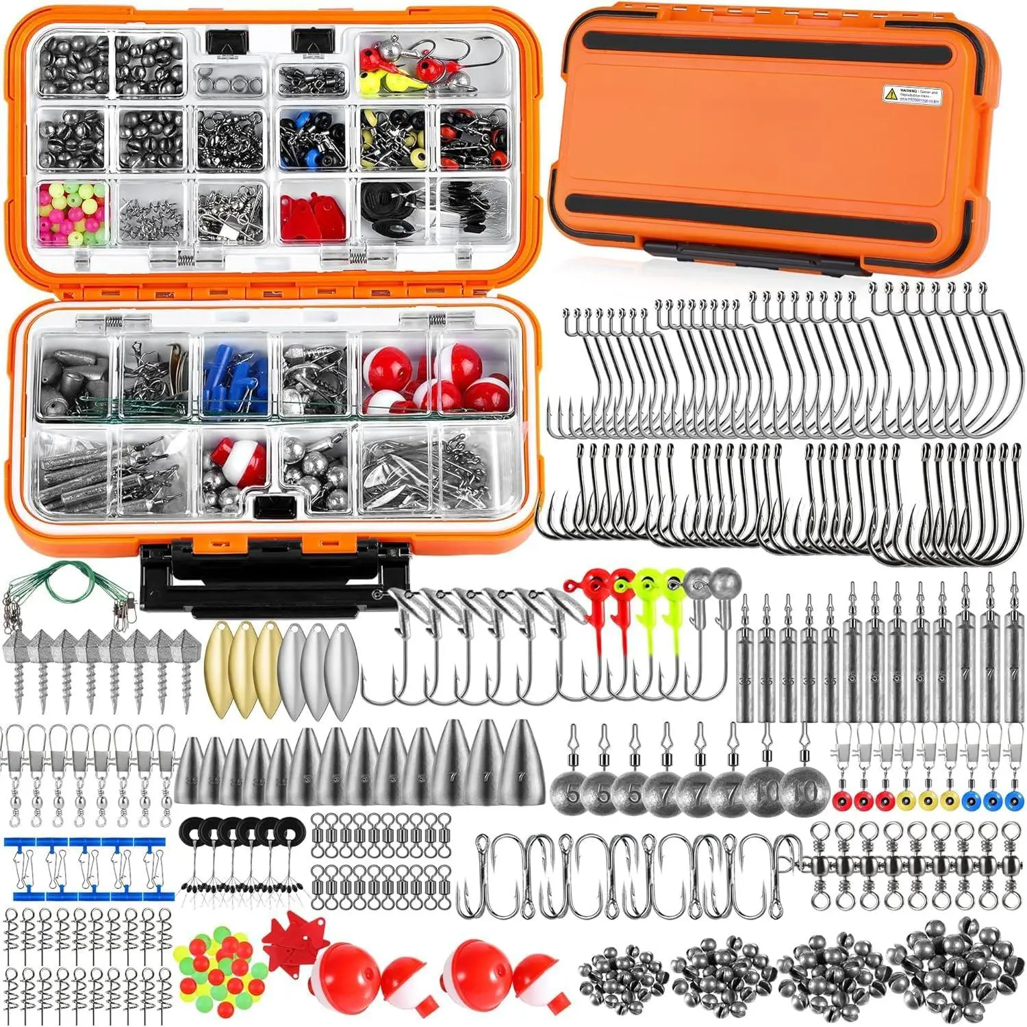187/343pcs Fishing Accessories Kit, Organized Fishing Tackle Box with Tackle Included, Fishing Hooks, Fishing Weights Sinkers, Fishing Gear and Equipment, Fishing Gift  Men