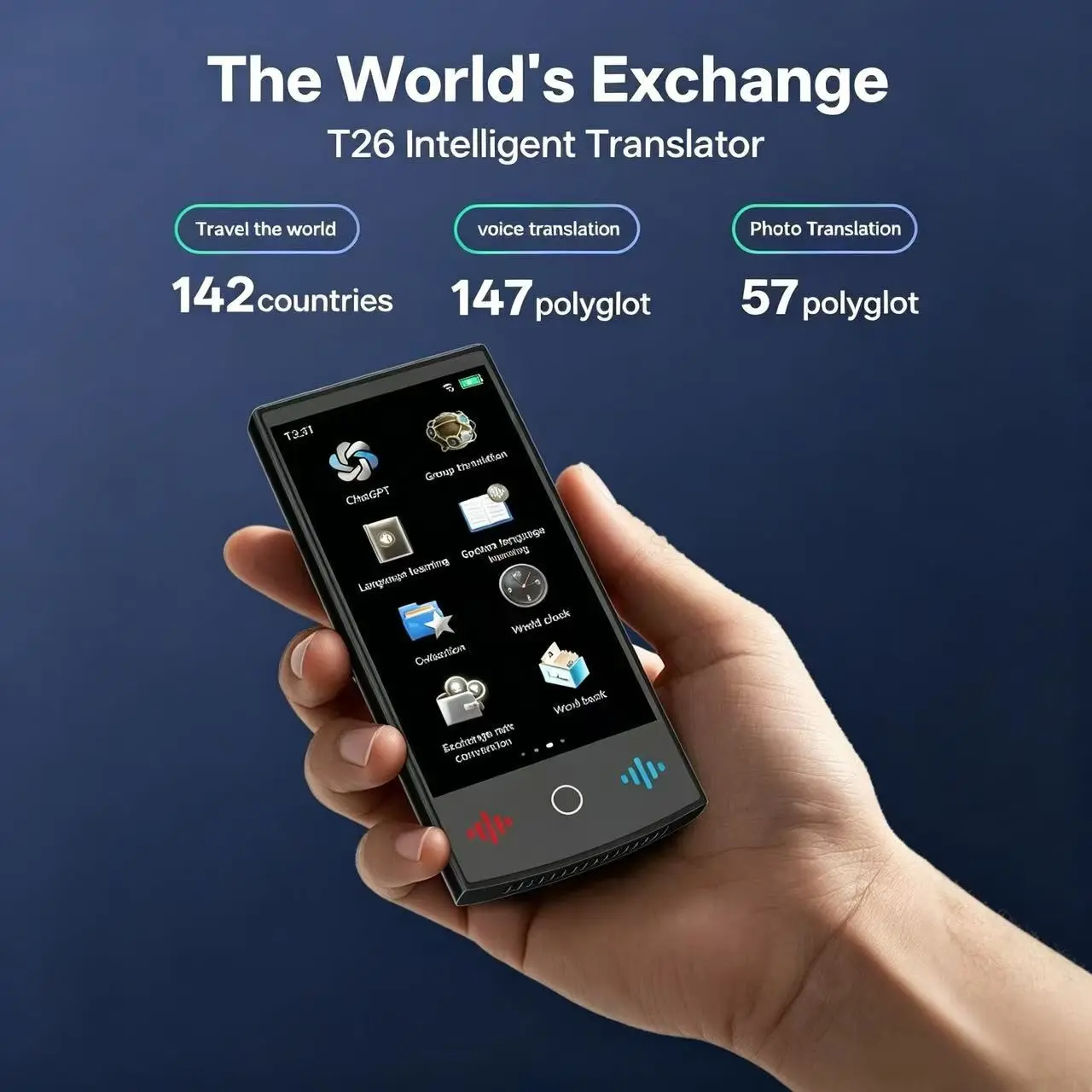 Ai Language Translation Device, Multi-Language Support, Real-Time Voice Translation, Offline & Photo Translation, Ideal for Work, Travel, Learning