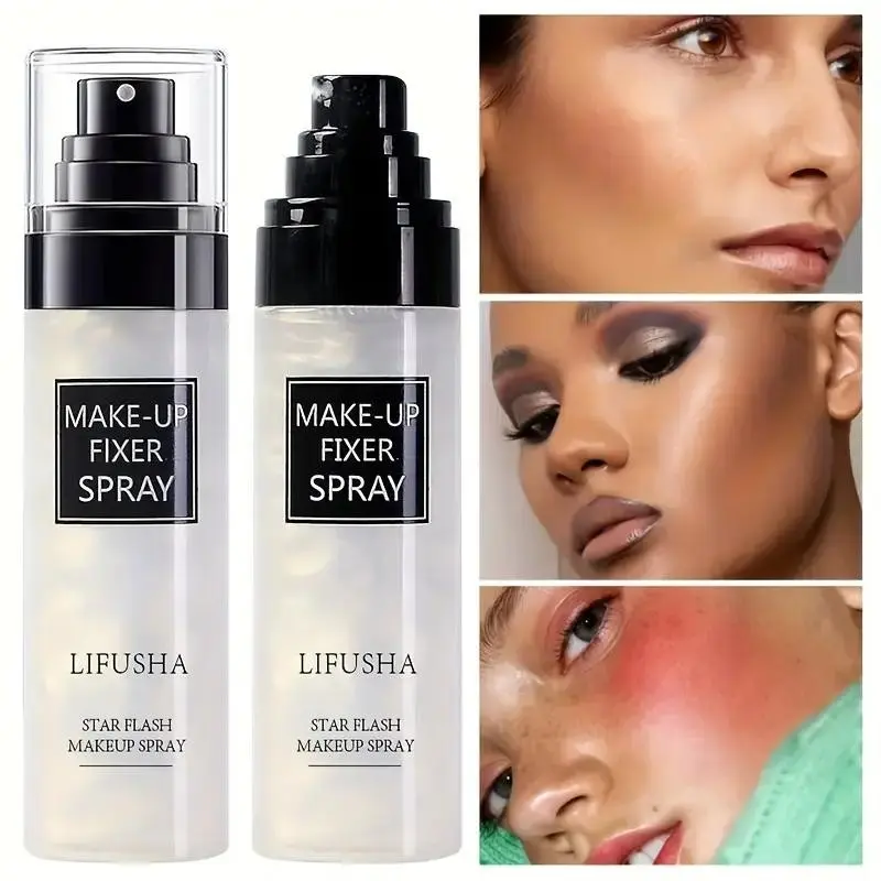 1pc Starry Glitter Setting Spray, Long-Lasting Oil Control Waterproof Sweat-Proof Makeup Toner, Oil Control Refreshing Quick-Dry for Long-Lasting Makeup, Suitable for Daily Commute Makeup, Date Party Makeup, Natural And Non-Smudging, Portable