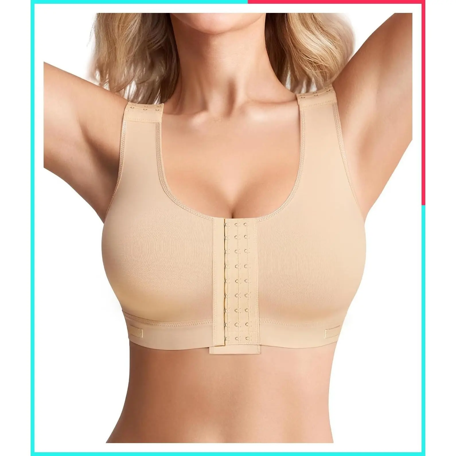 Women's Front Closure Post Surgery Compression Bra for Mastectomy and Breast Augmentation, Posture Support Surgical Bra, Breathable Cotton Post-Op Essentials for Everyday Wear