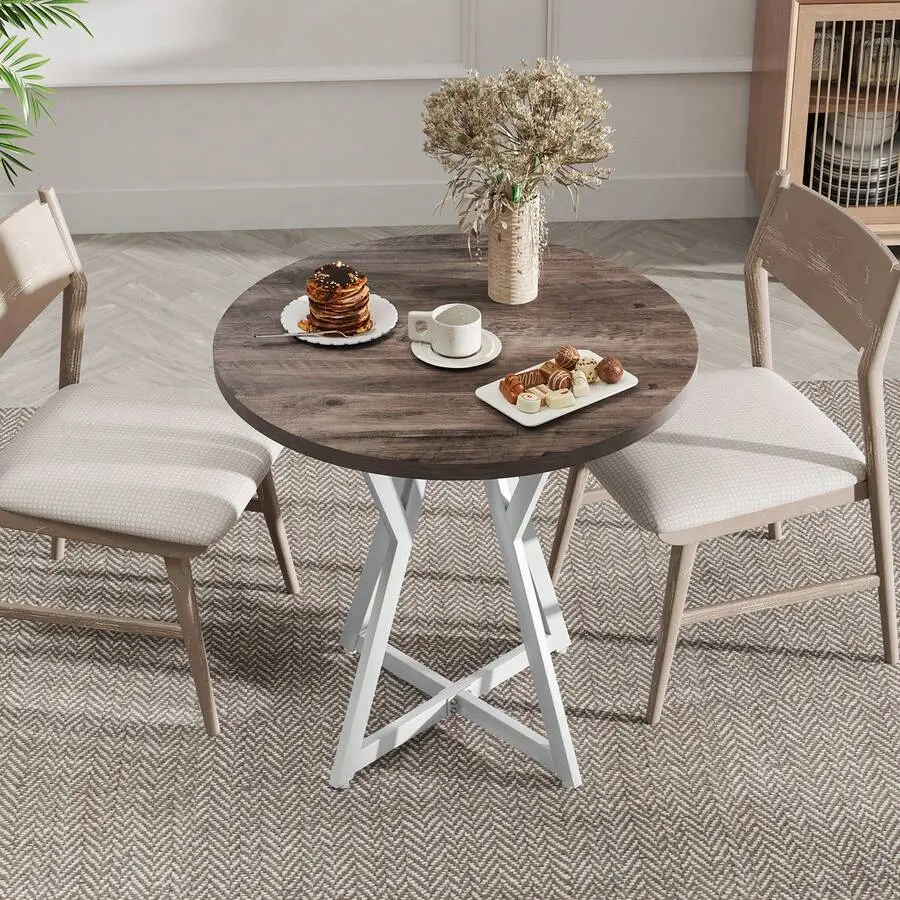 31.5 Inch Circular Round Table with Thick Wooden Top, Metal Pedestal Base, Adjustable Mobile Design, Hidden Storage Compartment, Wheels, Black Finish – Affordable Indoor Furniture for Dining, Home Office Use
