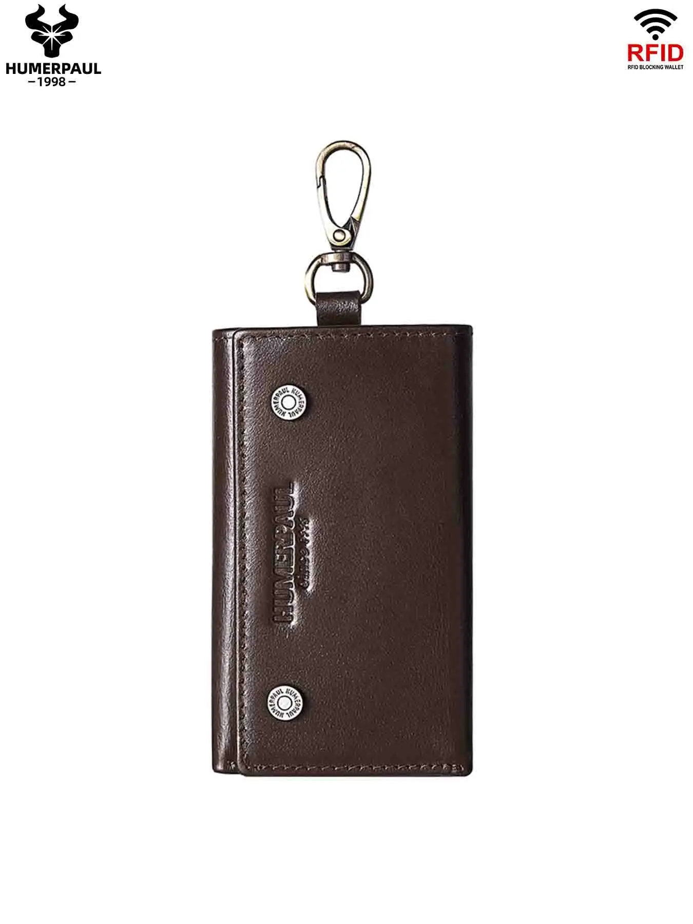 HUMERPAUL Men Leather Key Organizer Large Capacity Coin Purse Multi-Functional Wallet Portable Car Key Holder Gift Idea