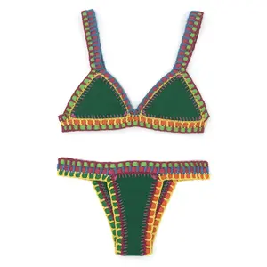 Green Crochet Bikini Set Women Bathing Suit Beachwear Swimwear Feminino Bikinis Maillot De Bain Femme Badeanzug Damen  Swimsuit