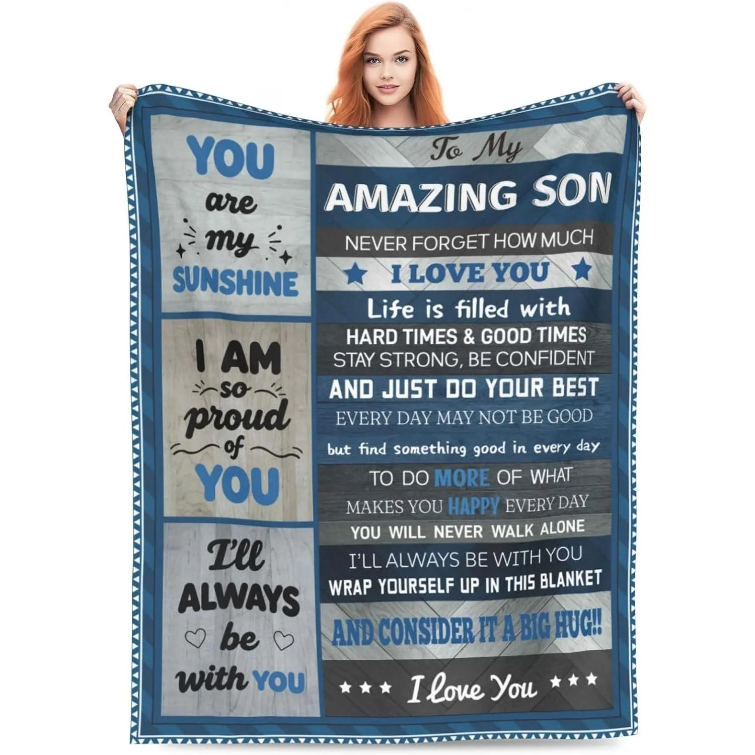 Christian Blanket for Son, Religious Inspirational  for Son Teen Boys, Catholic  Baptism Blanket, Soft Cozy Fleece Blanket for Christmas Birthday Graduation