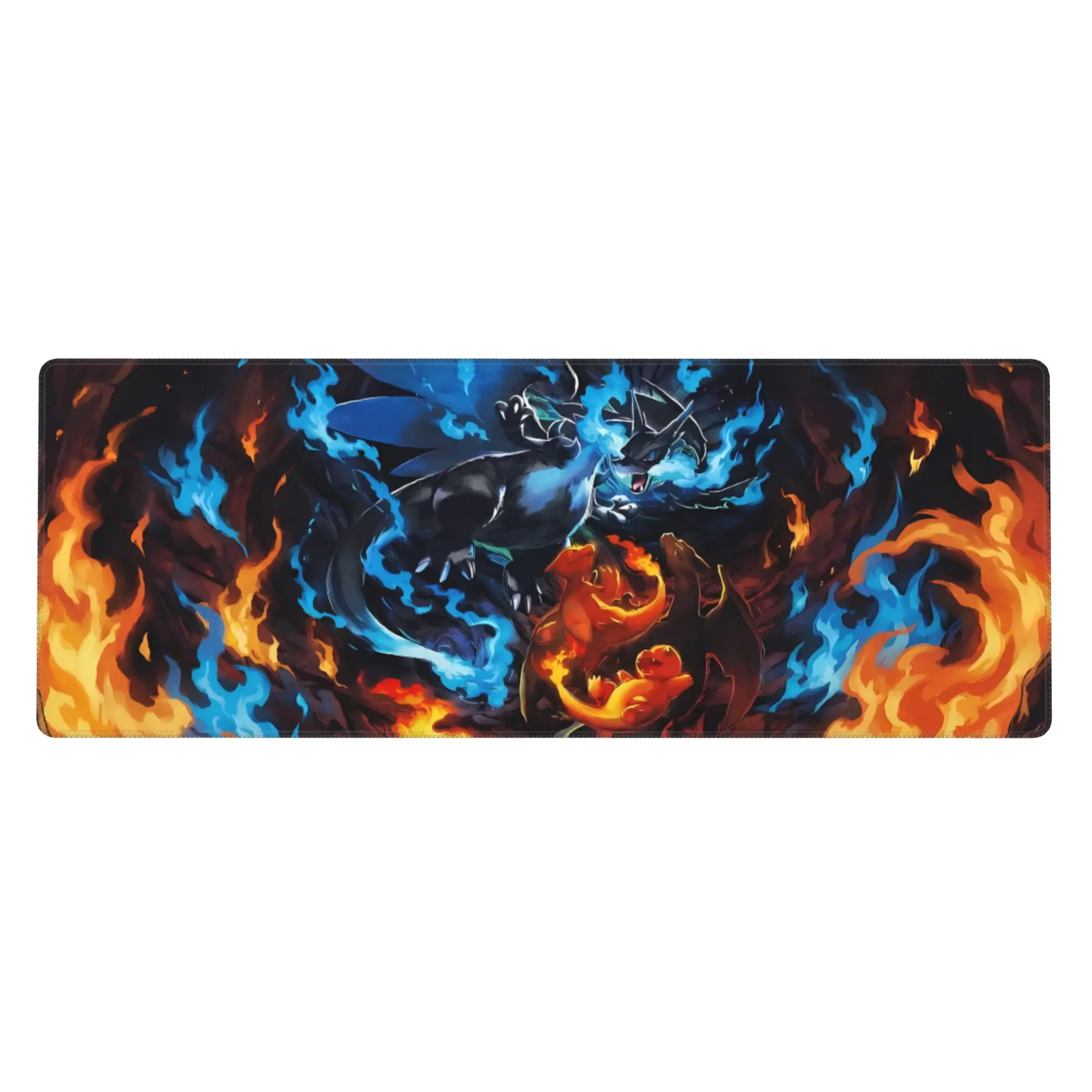 Mega Charizard Battle Large Printed Mouse Pad for Desk, Extended Gaming Mouse Mat with Smooth Surface and Non-Slip Rubber Base, Oversized Desk Pad for PC, Laptop, Office, Home, Gaming Setup and Everyday Workstation
