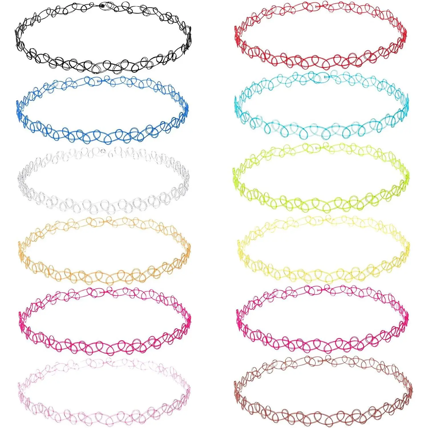 Choker Set, Stretchy 90s Choker Necklace, Adjustable Retro Y2K Gothic Grunge Chokers  Accessories