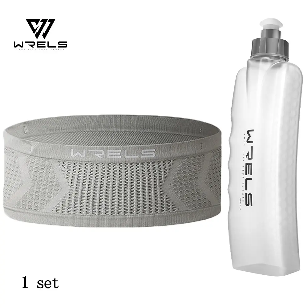 Wrels Sports Waist Bag and Water Bottle Set, Large Capacity Breathable Waist Bag, Convenient Arc-Shaped Running Water Bottle, Outdoor Trail Running Gear