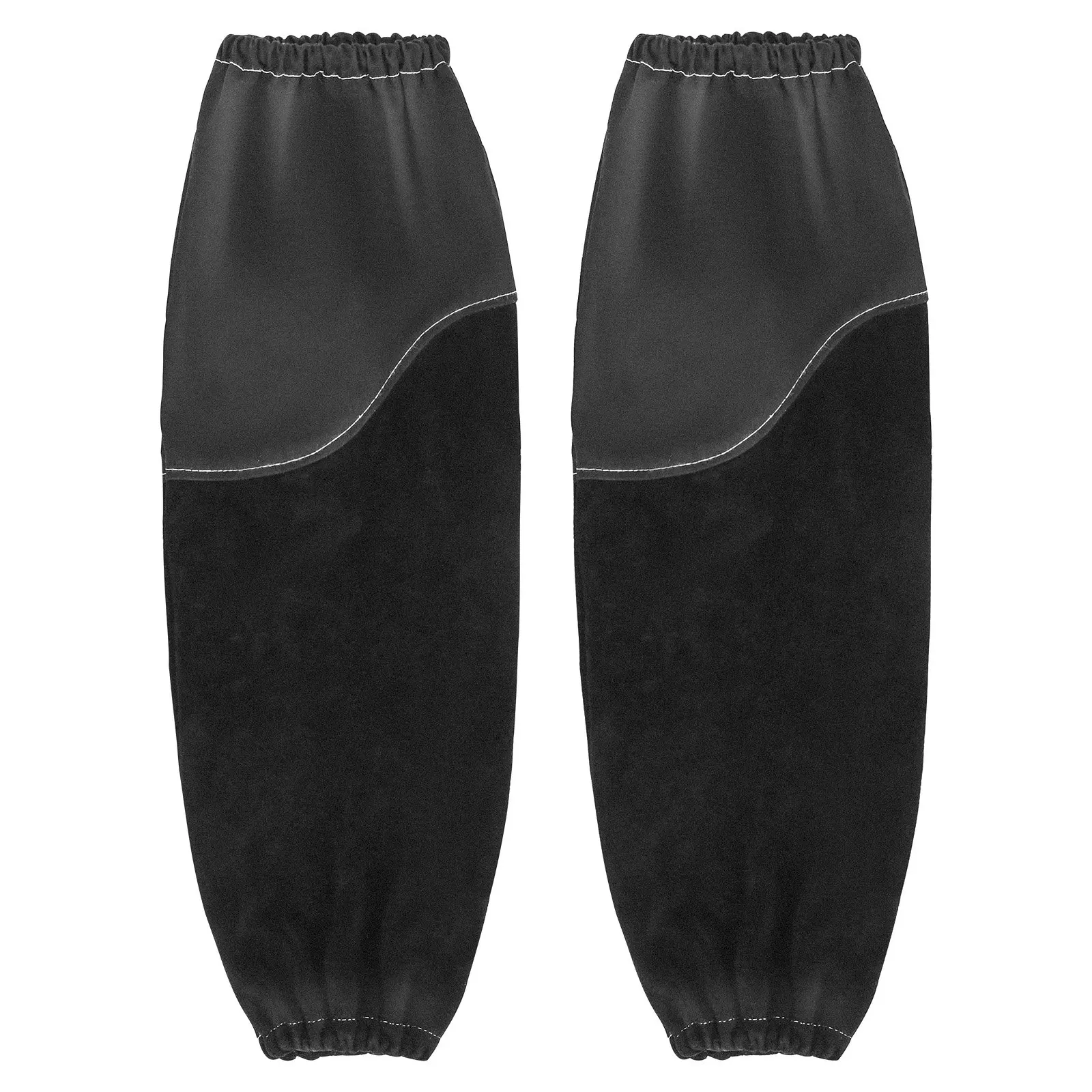 Flame Resistant Welding Work Sleeves, Heavy Duty Cowhide Leather FR Cotton Arm Protection Sleeves for Men Women - with Elastic Cuffs for Welding, Blacksmithing, Woodworking