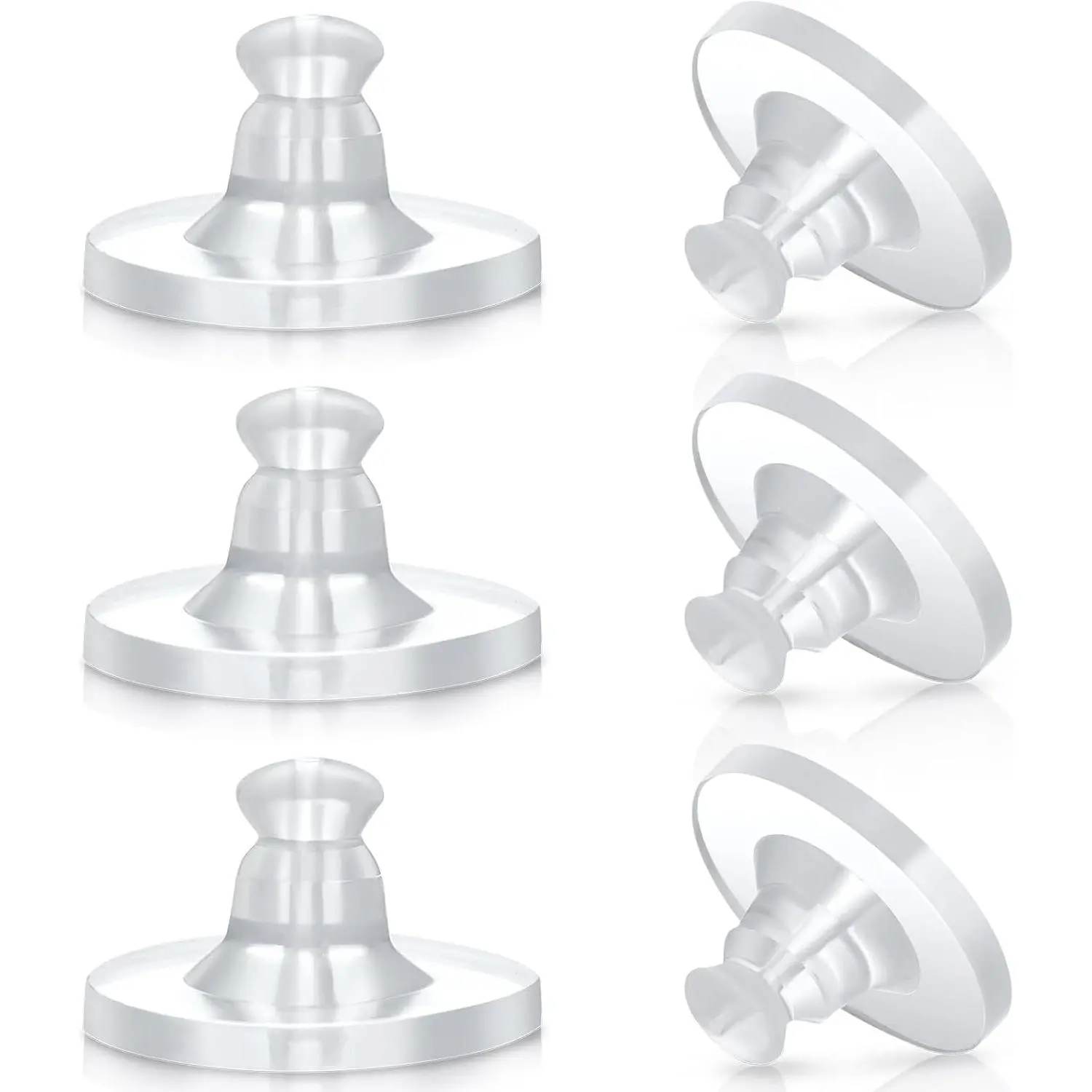 100 PCS Soft Clear Hypoallergenic Silicone Rubber Earring Backs Replacement Safety Back Stoppers for Stud Earrings