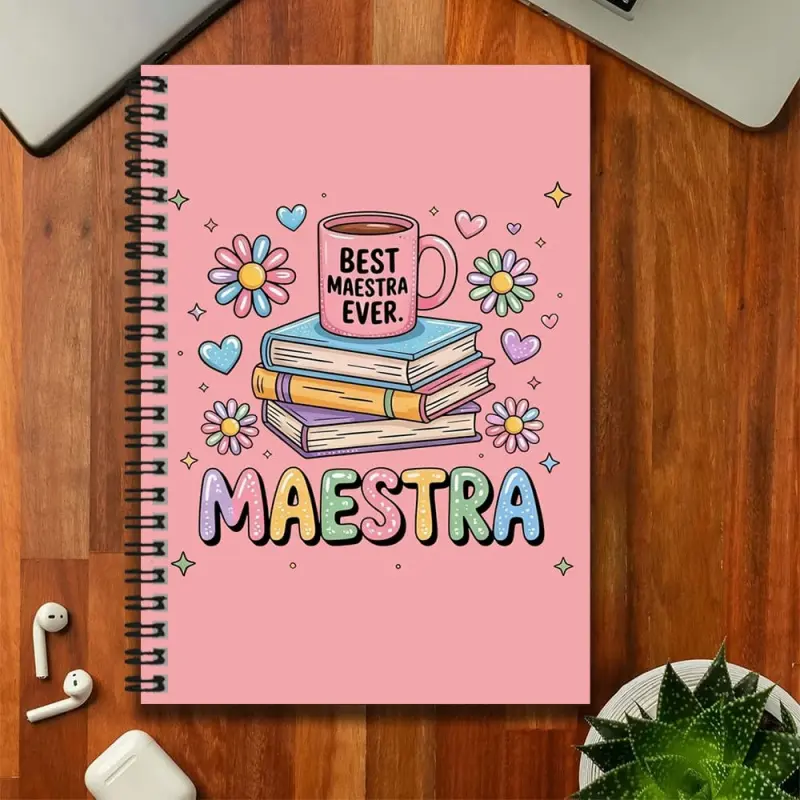 A creative cartoon-themed spiral notebook with the theme "Best Female Teacher," suitable for work and study notes, diary writing, and daily planning. It features exquisite patterns paired with heartwarming text, making it an excellent choice for graduatio