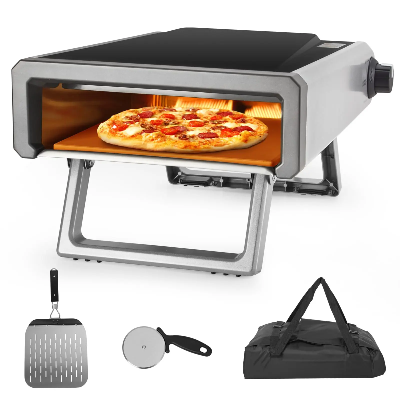 GARVEE12" Portable Propane Pizza Oven, Stainless Steel, Outdoor